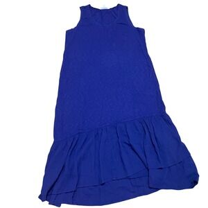 J. Jill Women's Petite Medium Purple Blue Sleeveless Ruffle Flounce Midi Dress